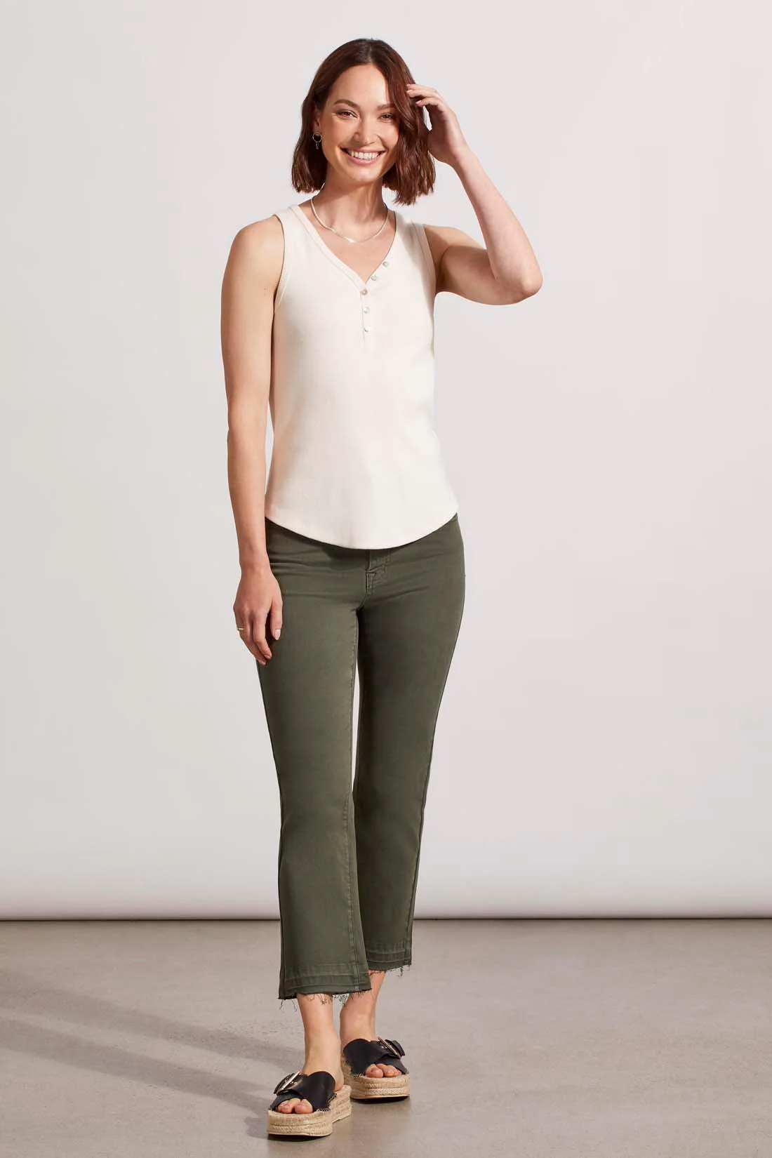 SOLID COTTON HENLEY TANK TOP