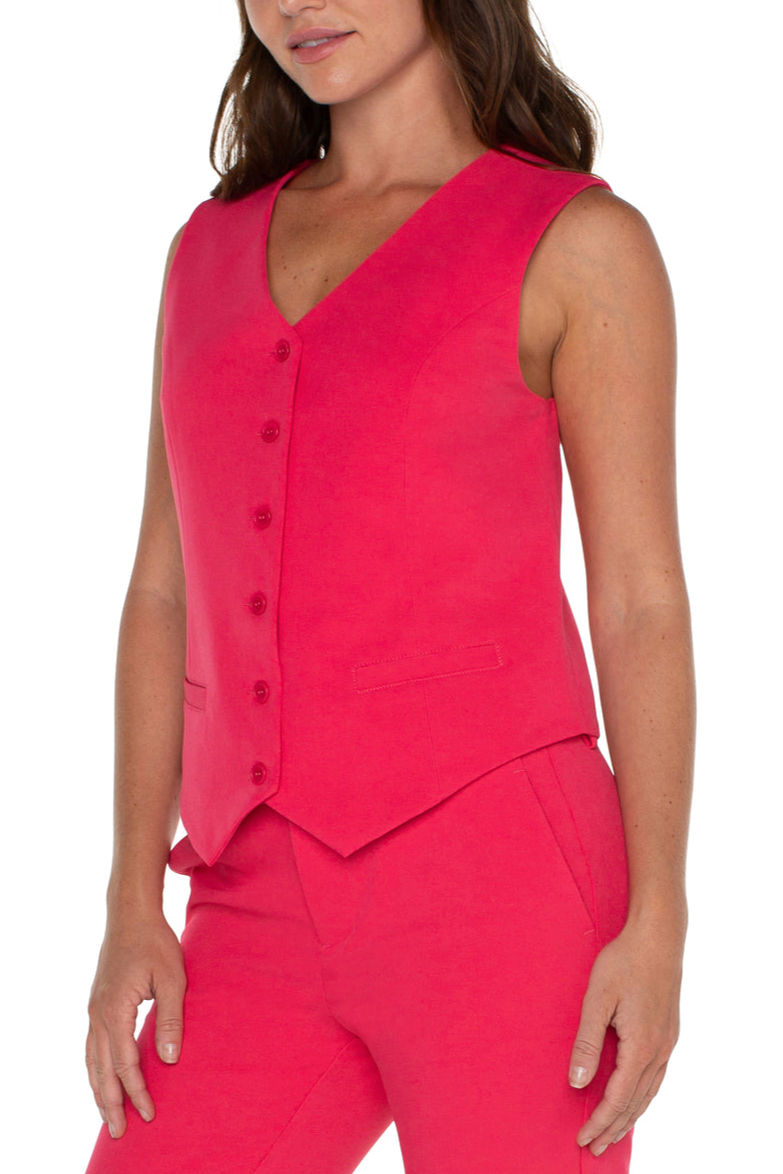 Vest W/ Welt Pocket- Pink Punch