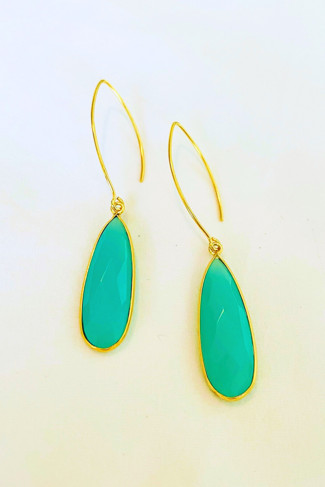 10x30 MM XL Gemstone Drop "V" Shape Earrings