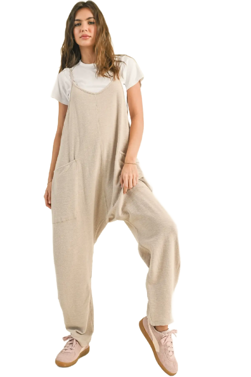 Textured Fabric Loose Fit Jumpsuit