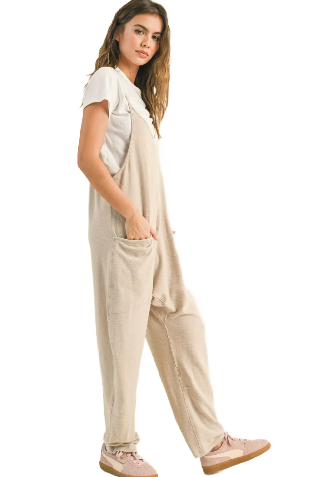 Textured Fabric Loose Fit Jumpsuit