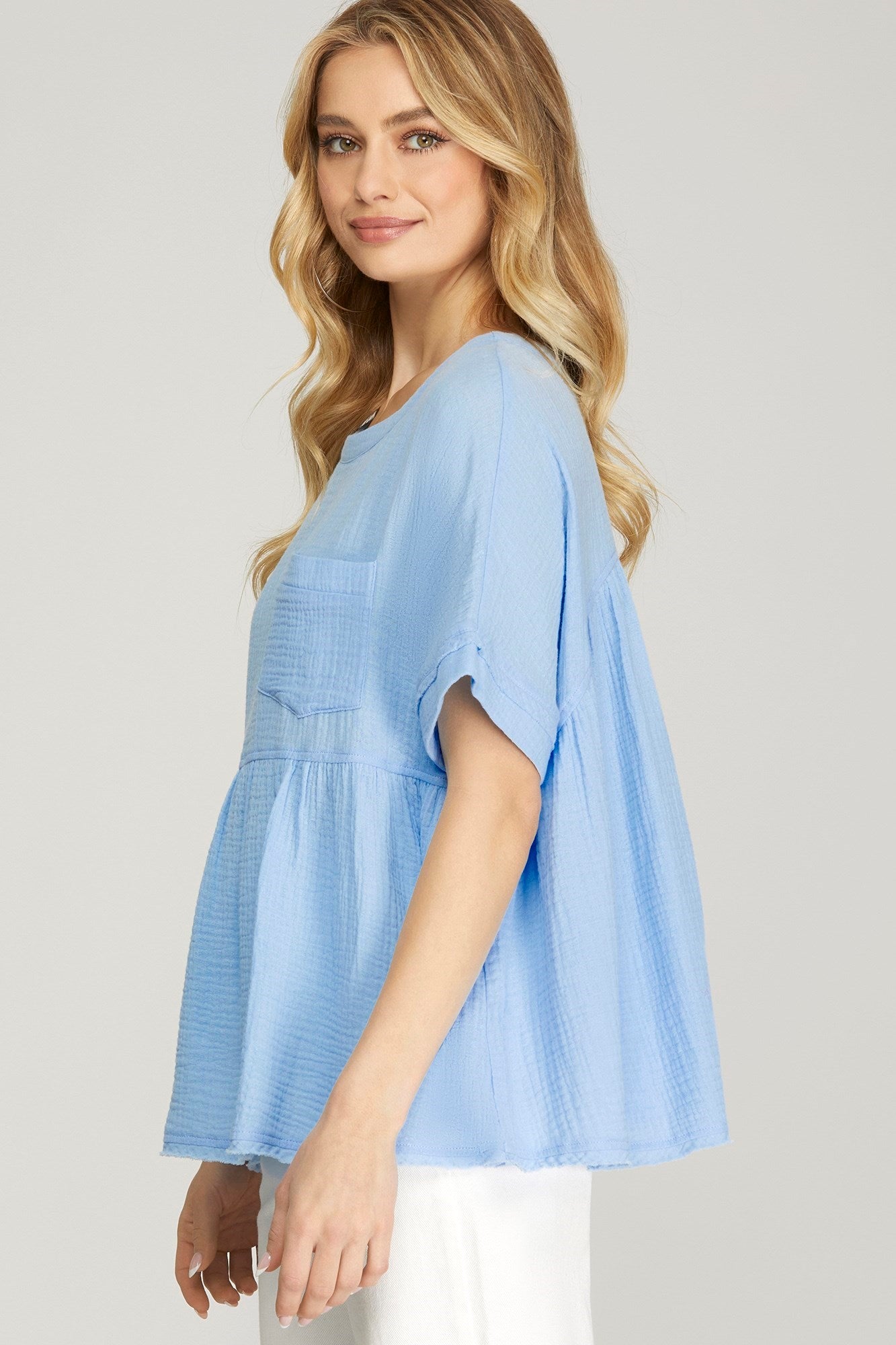 Baby doll top with front pocket