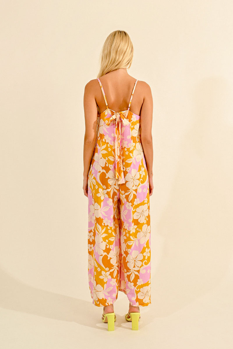 V NECK FLORAL JUMPSUIT
