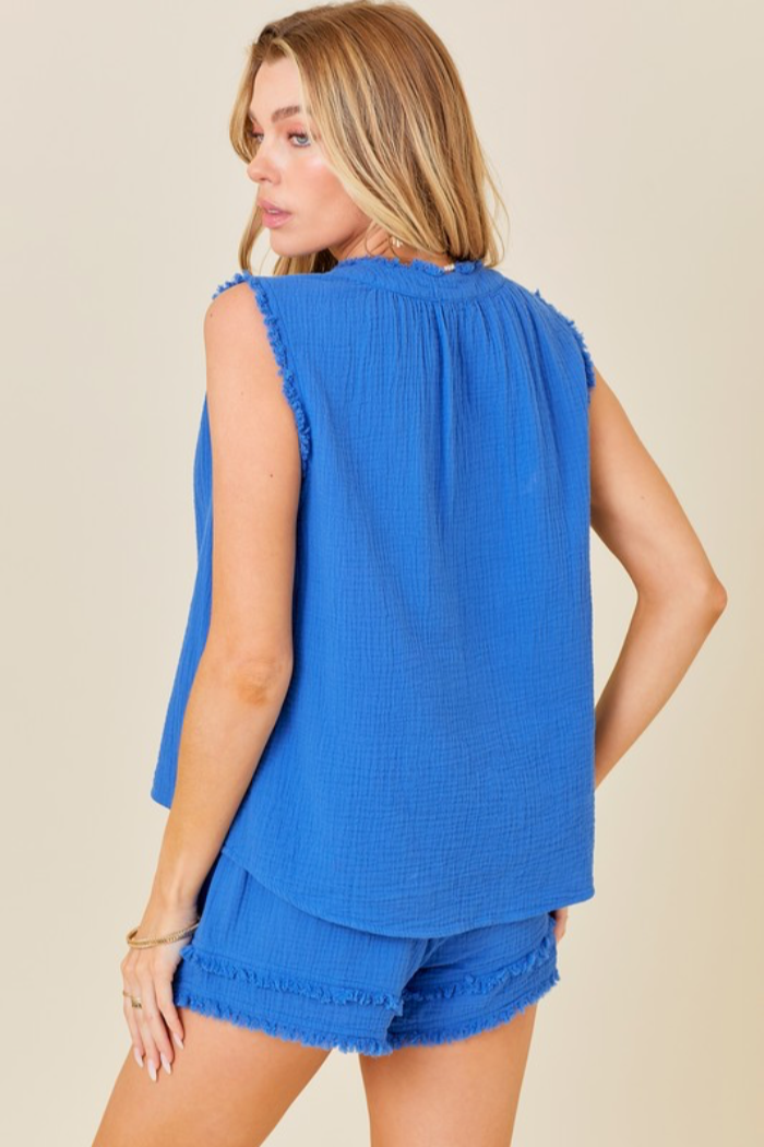 Vee Neck Gauze Sleeveless