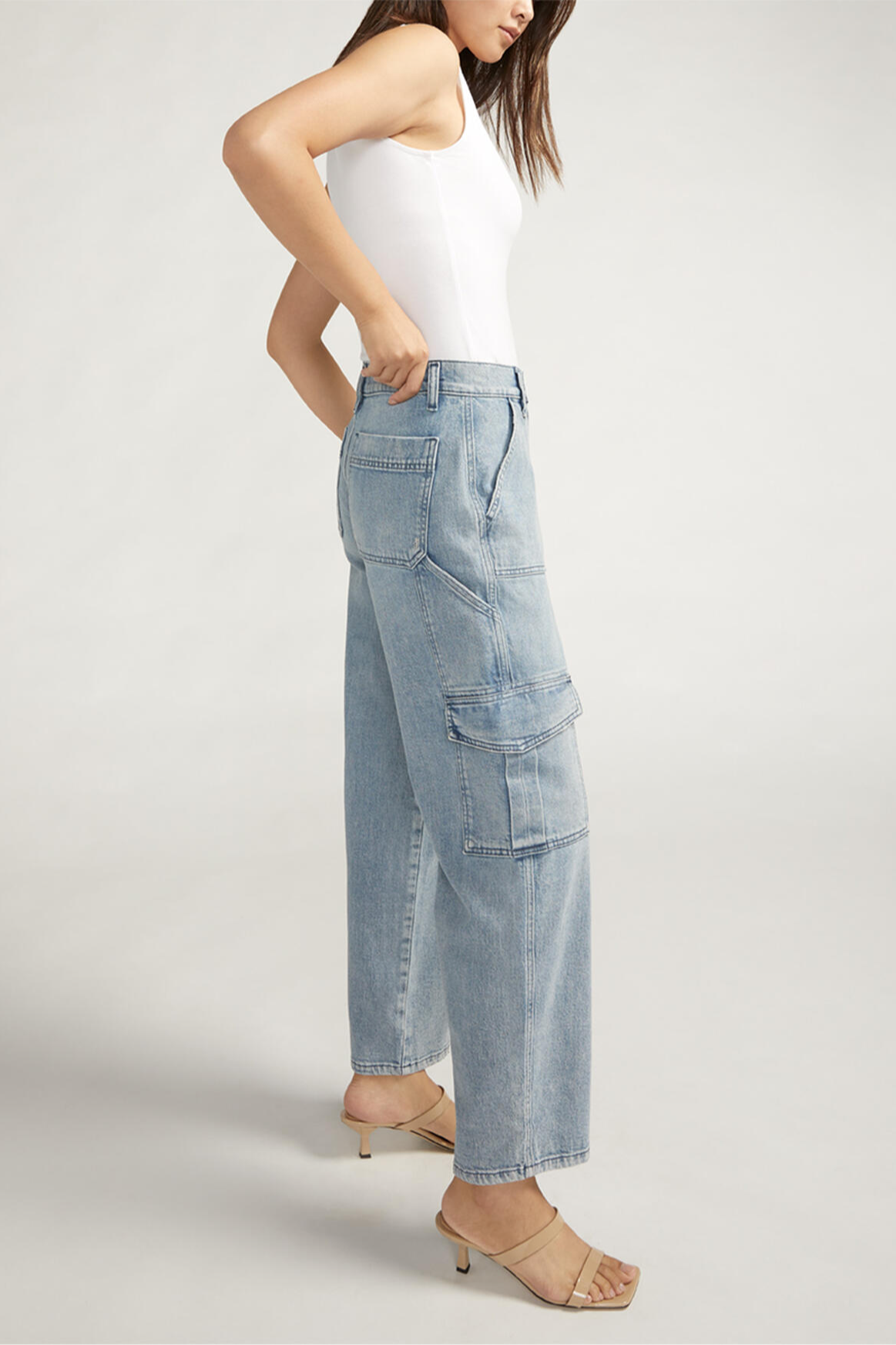 Utility Cargo Mid Rise Straight Leg 28" inseam - Indigo