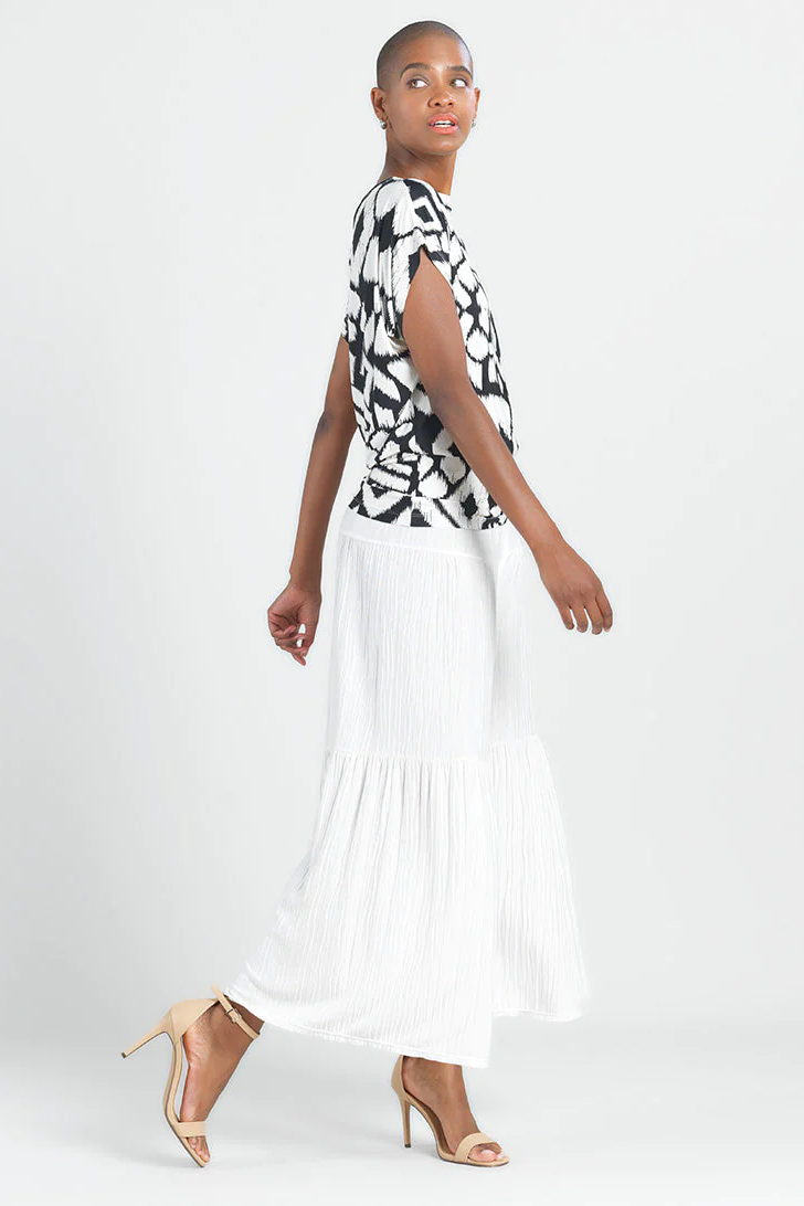 Ultra Soft Silky Pleated Print Blouson Top
