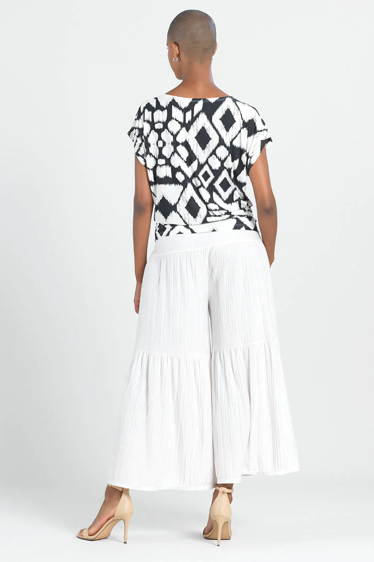 Ultra Soft Silky Pleated Print Blouson Top