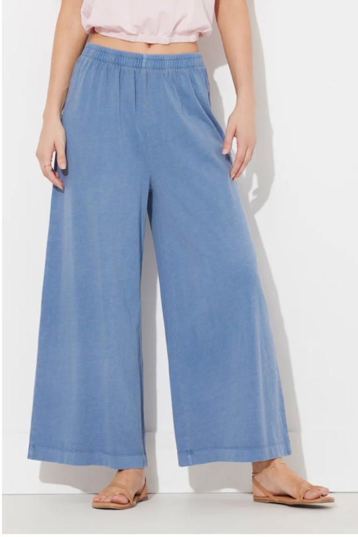Blue Jean Washed Wide Leg Pant