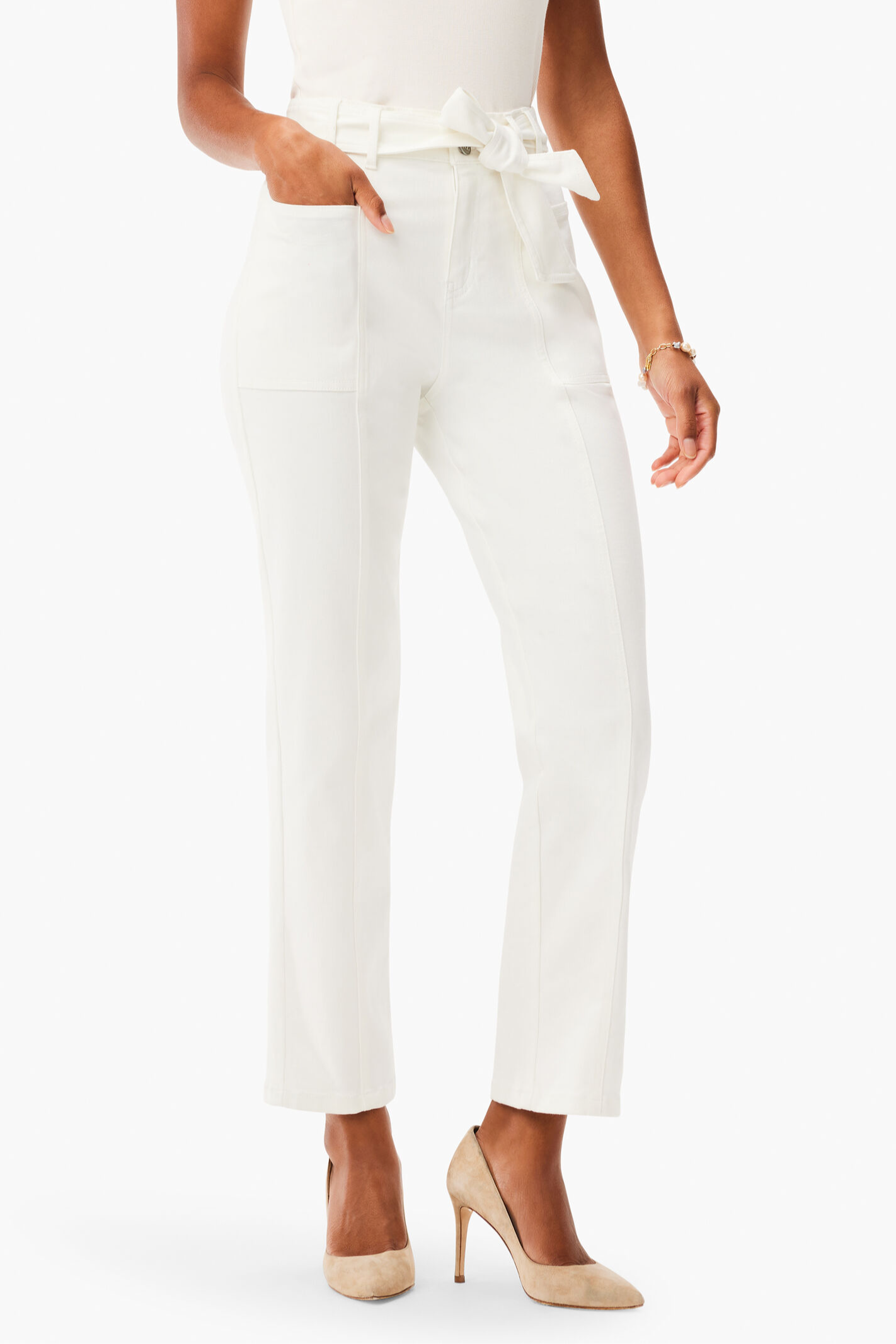 Belted Straight Ankle Jeans