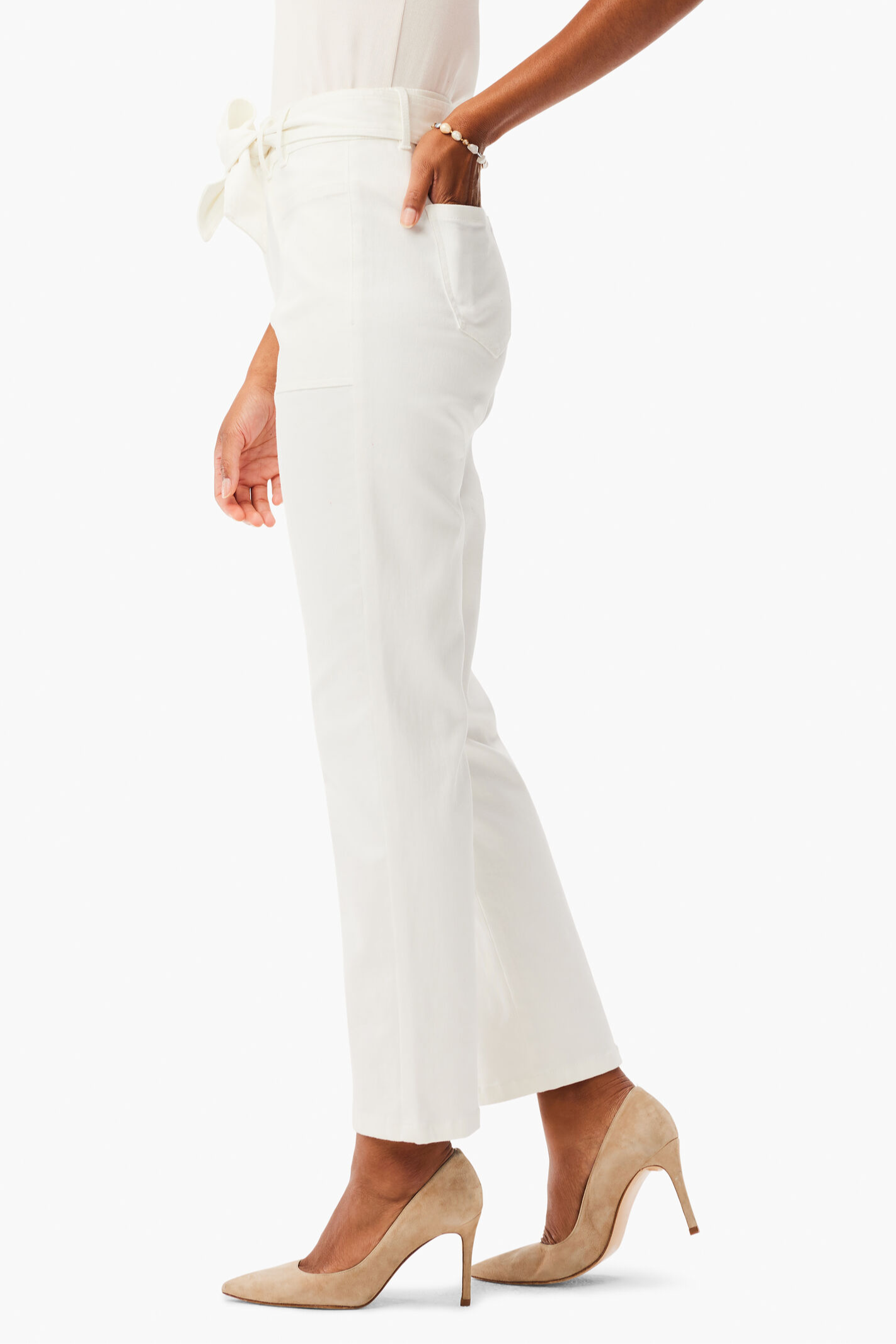Belted Straight Ankle Jeans
