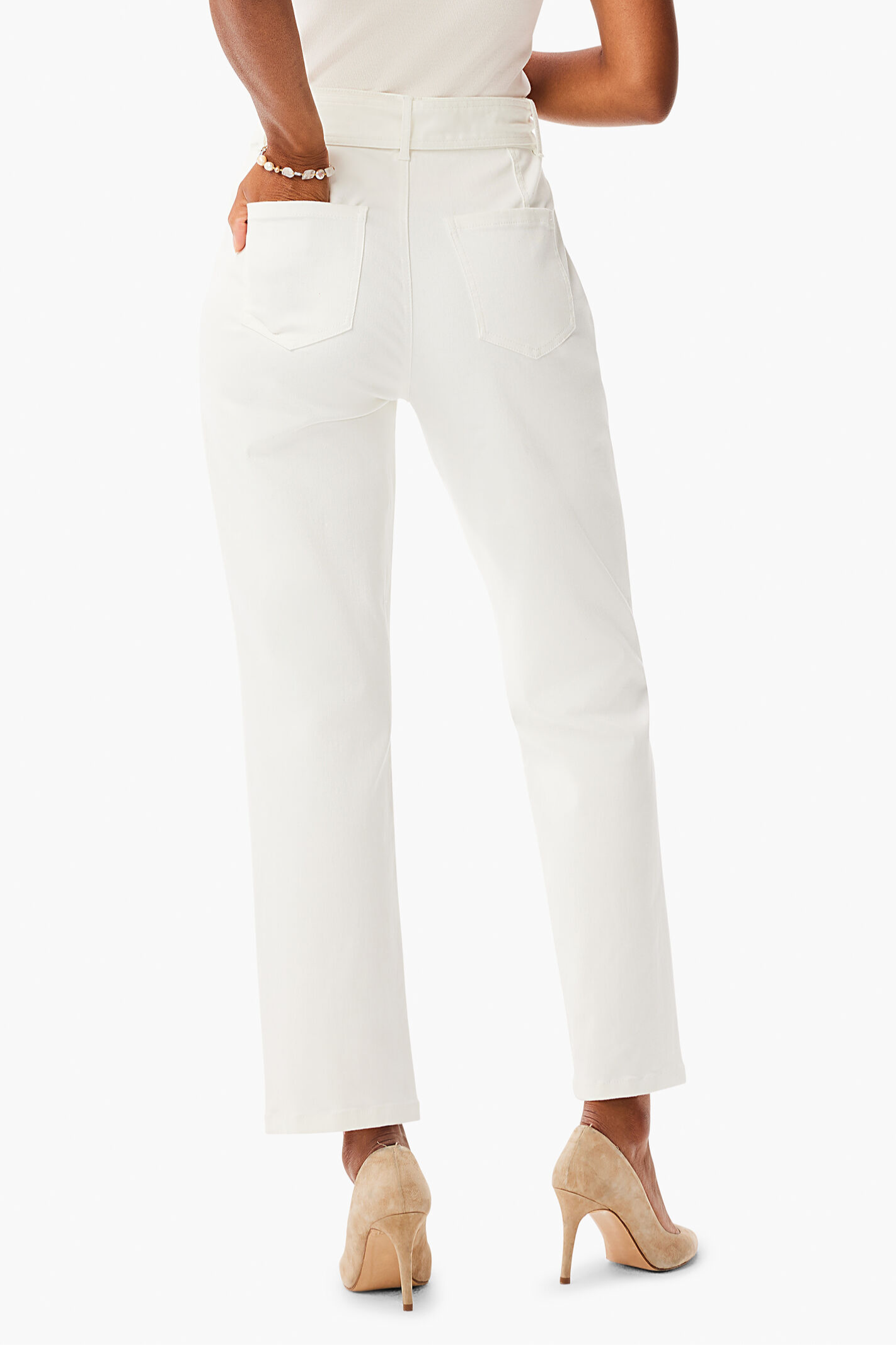Belted Straight Ankle Jeans