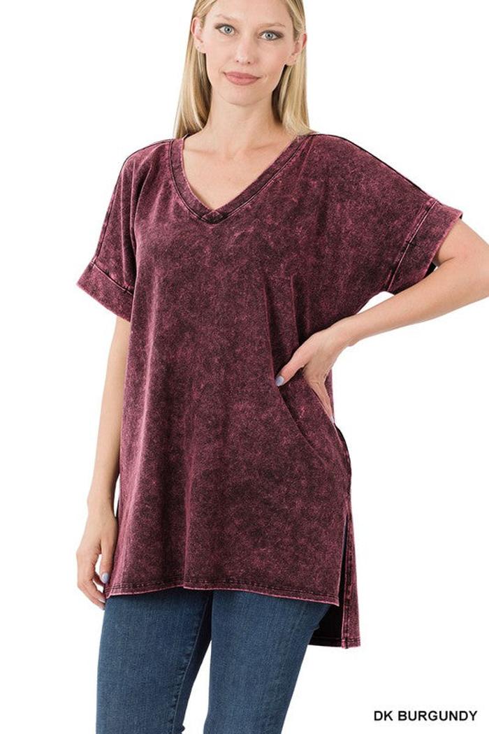 This Mineral Wash Short Sleeve V-Neck