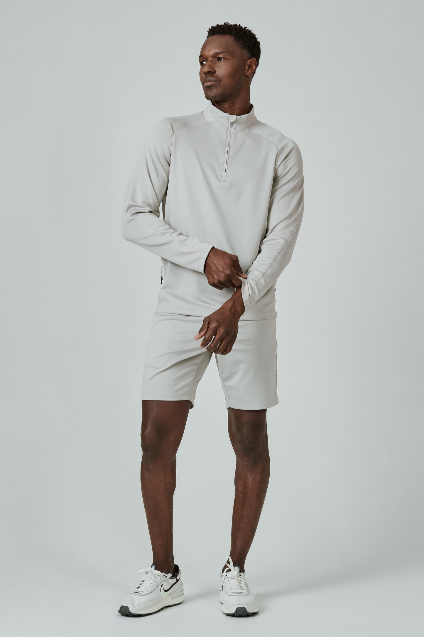 A Game Quarter Zip Pull Over - Tan