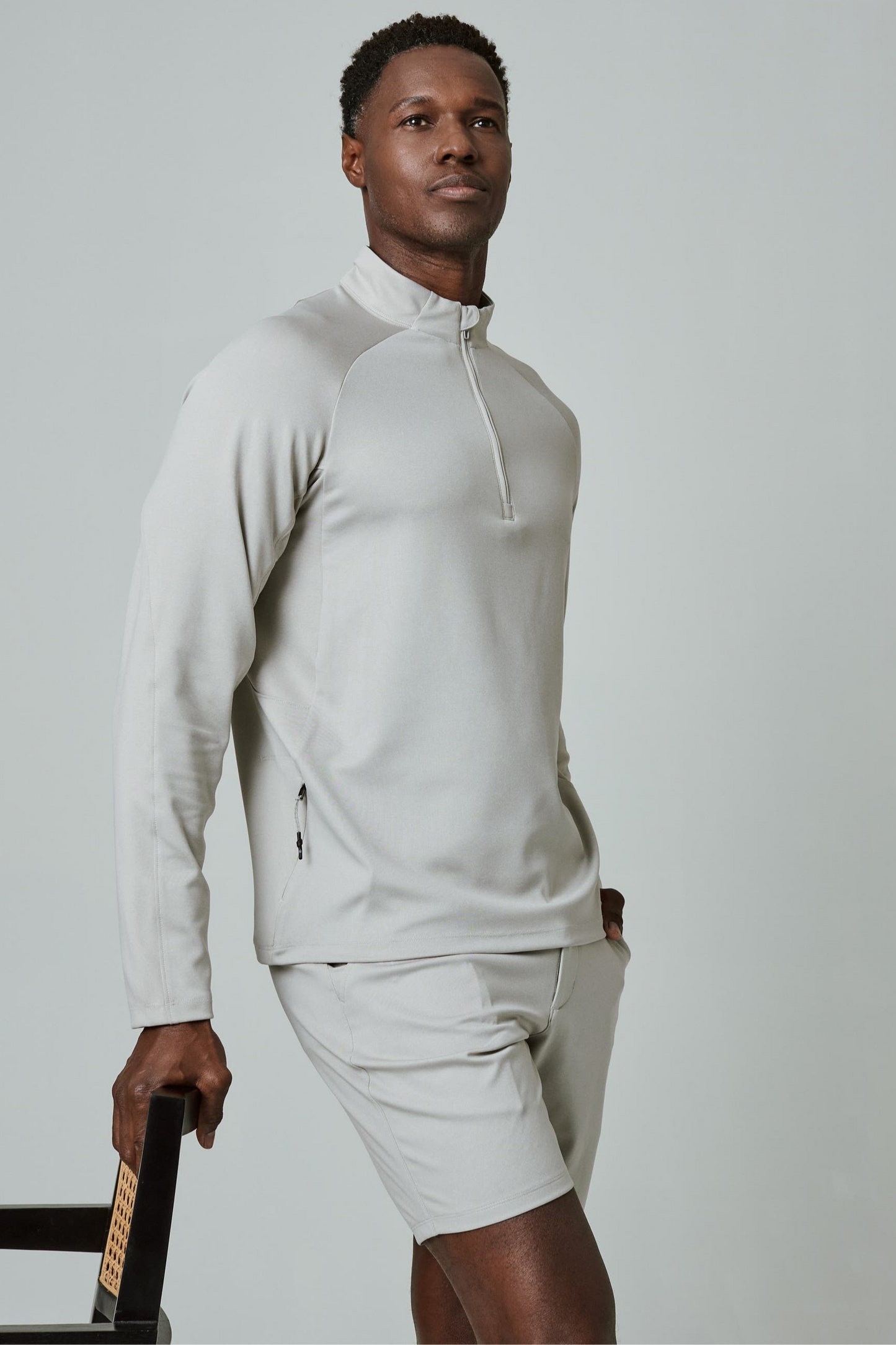 A Game Quarter Zip Pull Over - Tan