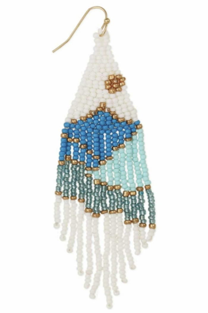 Ocean Sun Seed Bead Fringe Earrings
