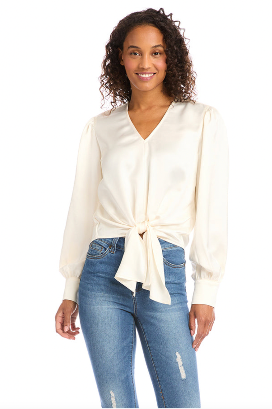 Tie-Front Blouse - Ivory