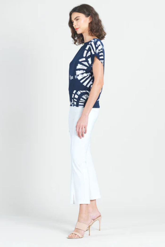 Track Print 1/2 Sleeve Blouson Top