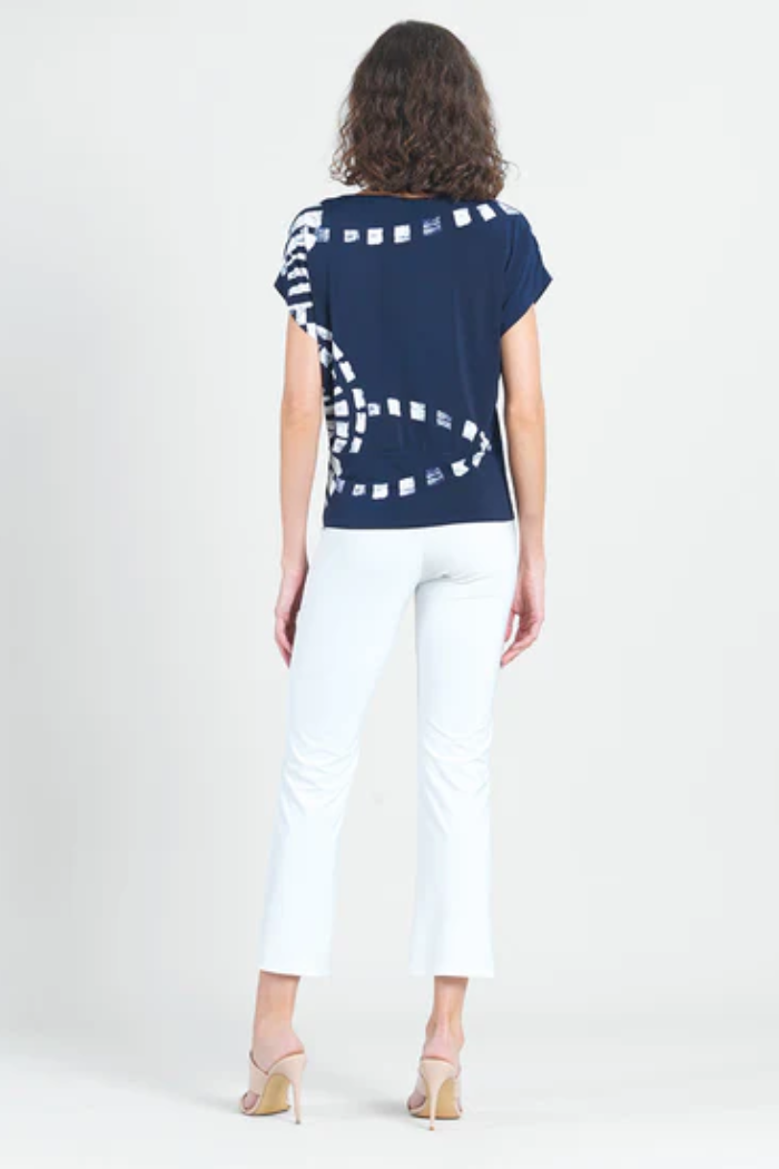 Track Print 1/2 Sleeve Blouson Top