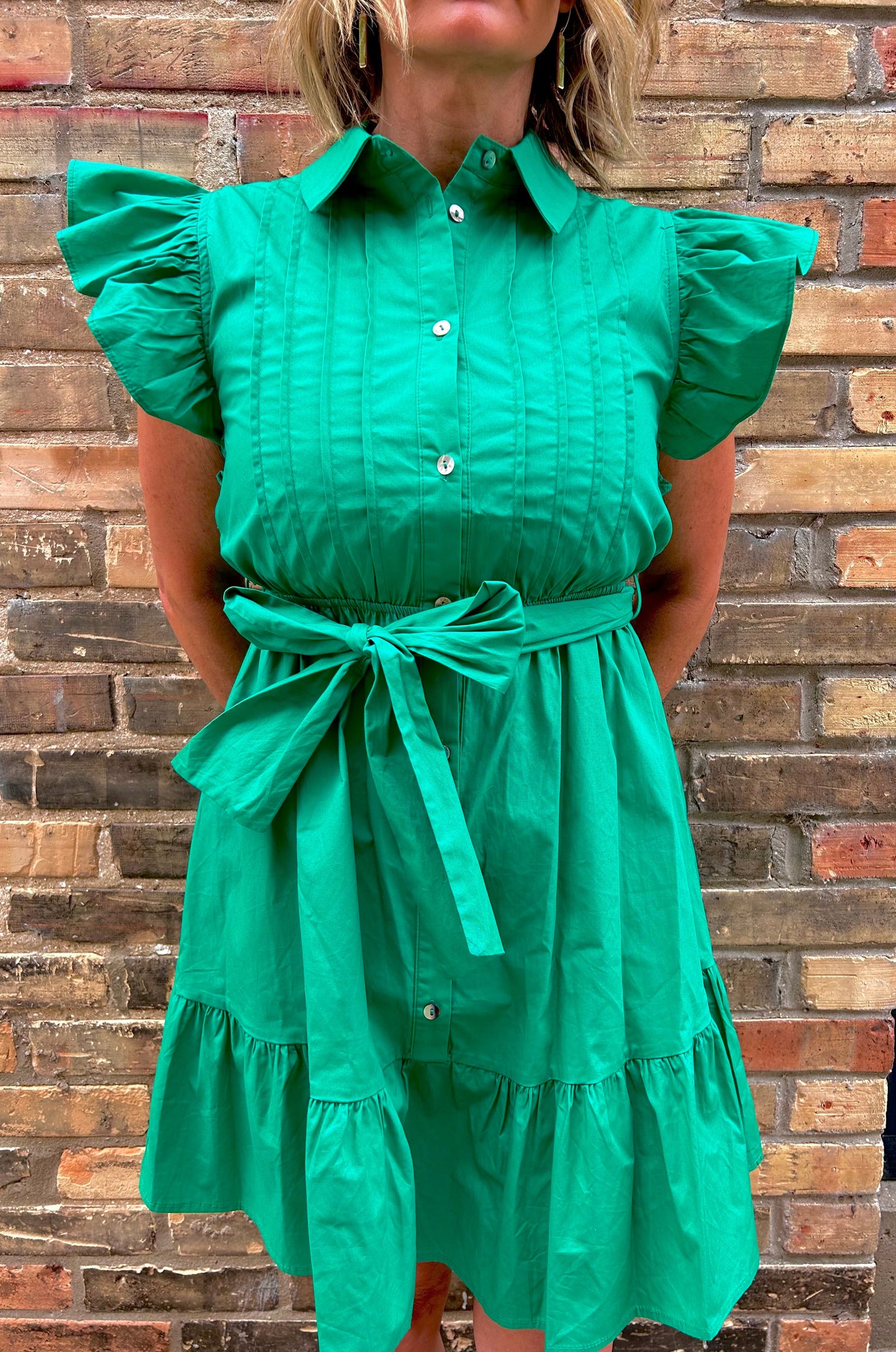 Button Down Belted Mini Dress