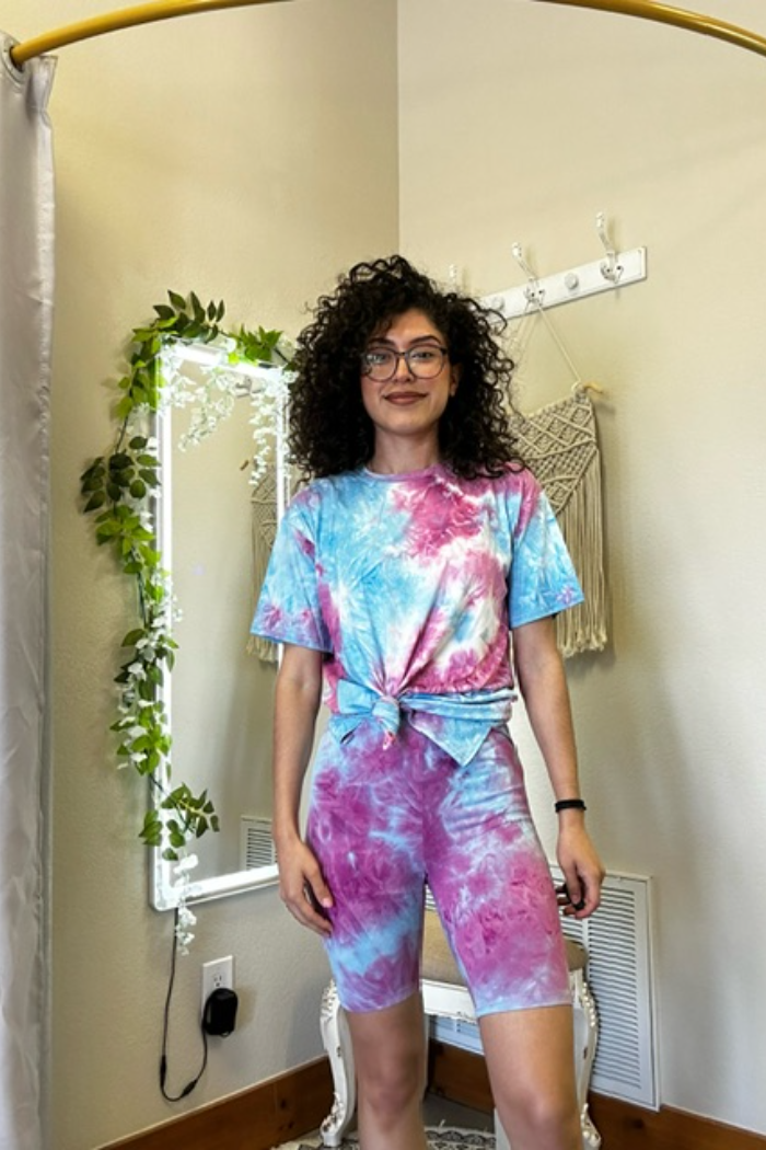 Tie Dyed Knit Biker Shorts