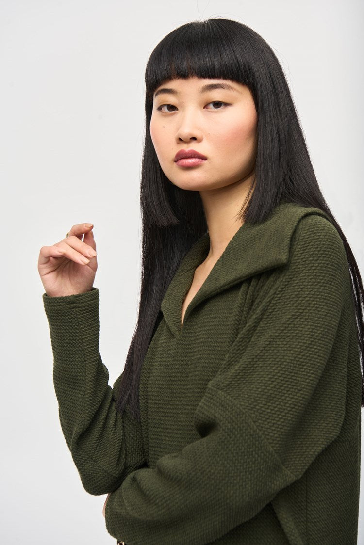 Textured Sweater Knit Boxy Top - Iguana