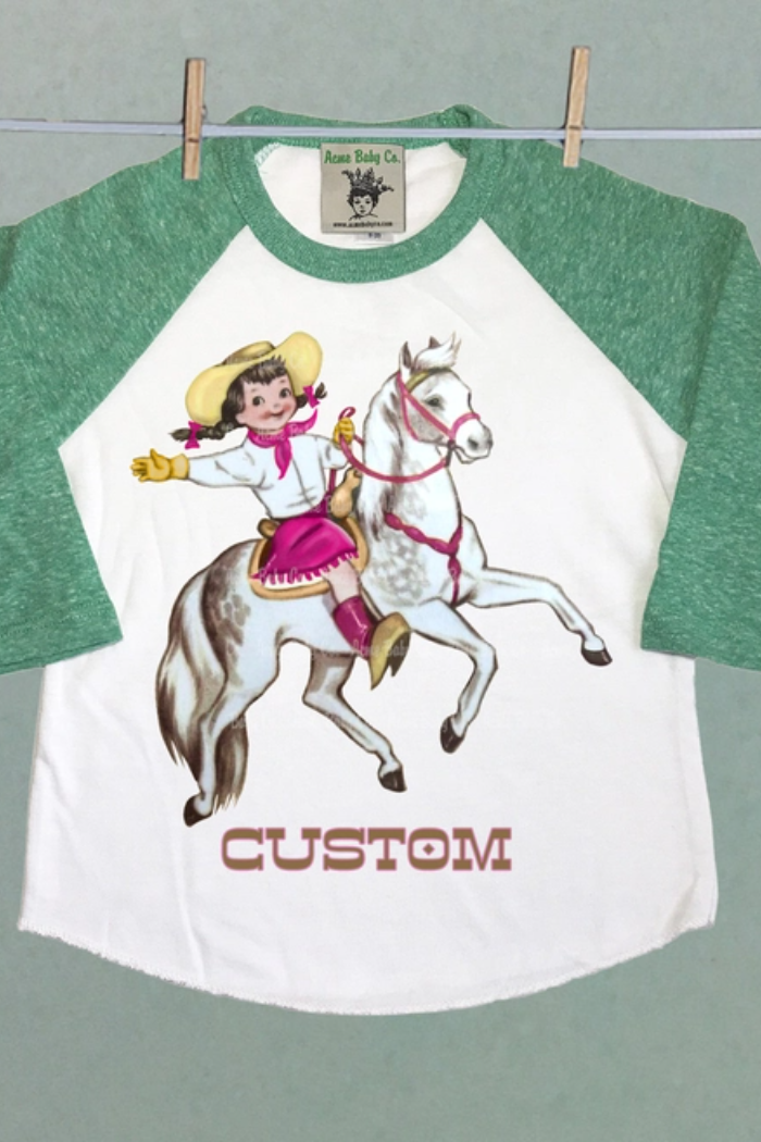 Sun Valley Cowgirl & Horse Children's Raglan Baseball Shirt