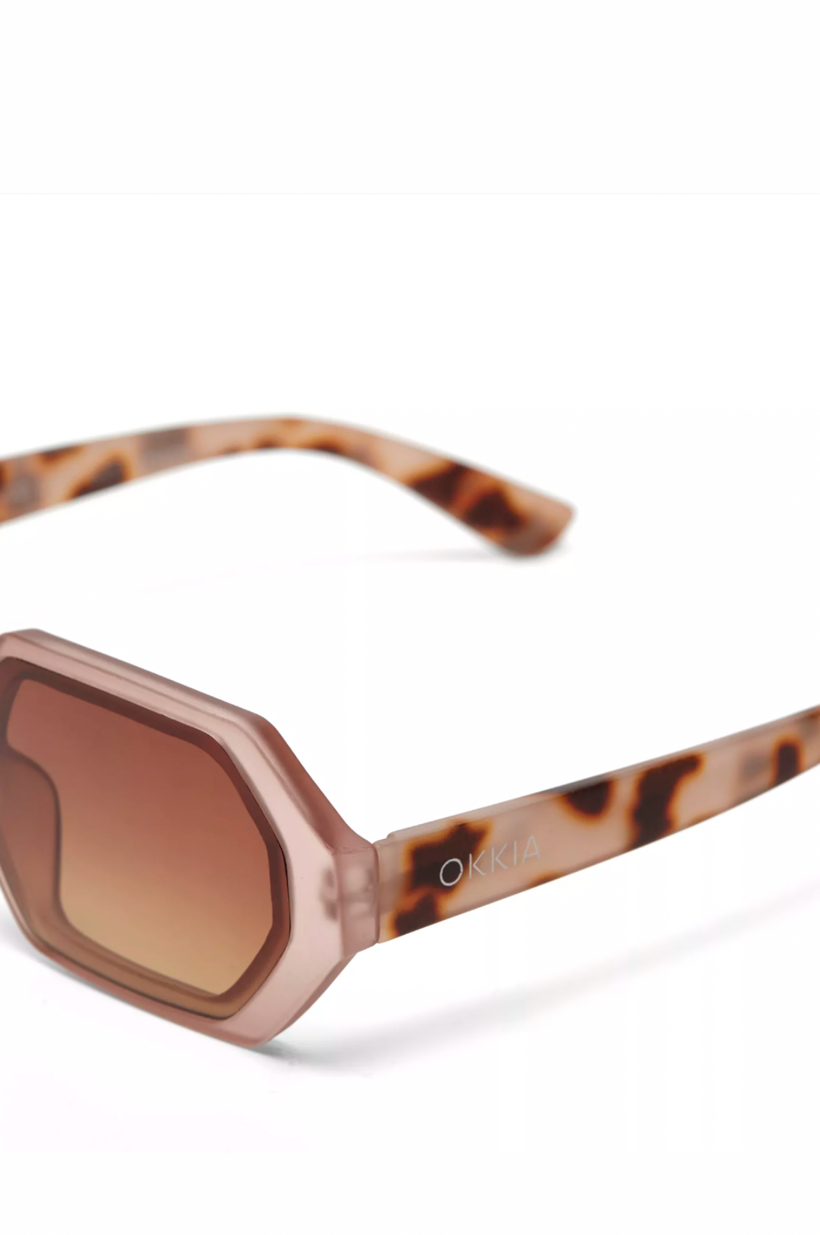 Adrea Hexagonal Sunglasses - Pink Havana