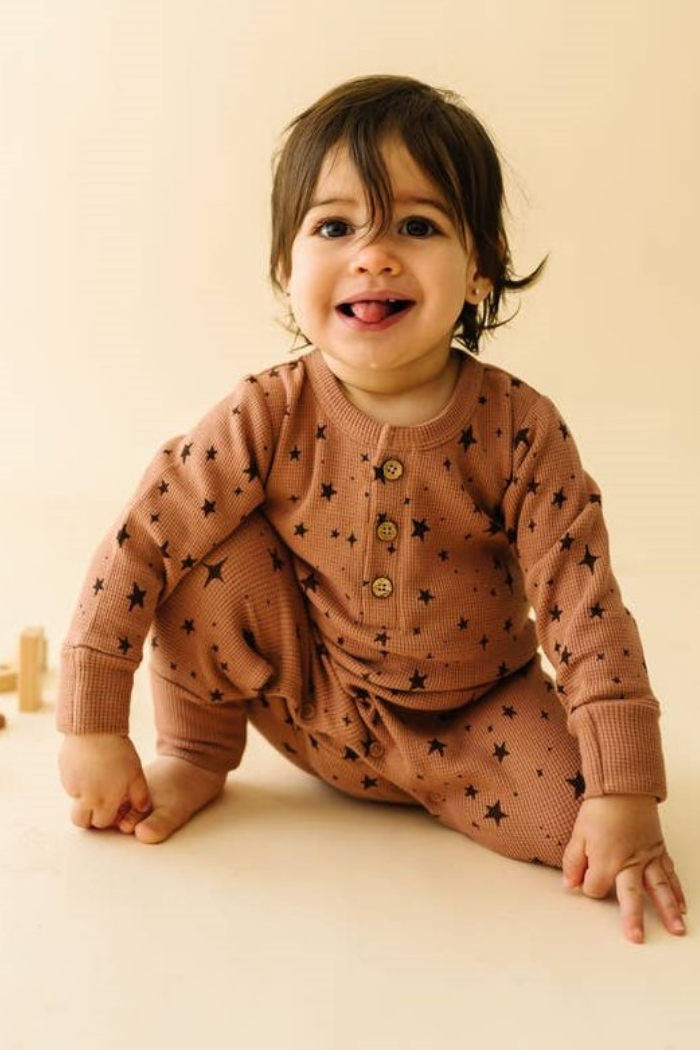 Organic Button Romper-Starstruck