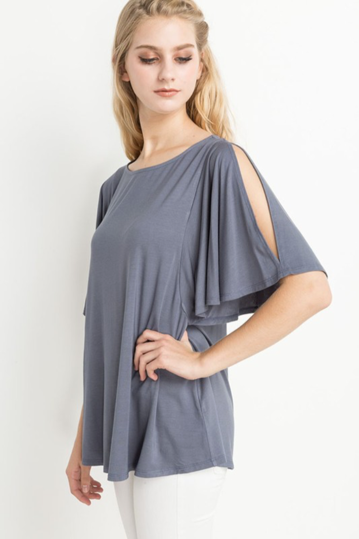 Side Slit Short Sleeve Top