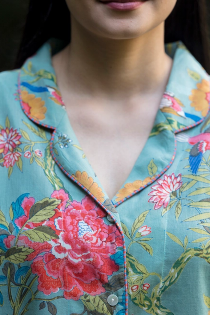 Bird Teal Shorts & Top Pj Set