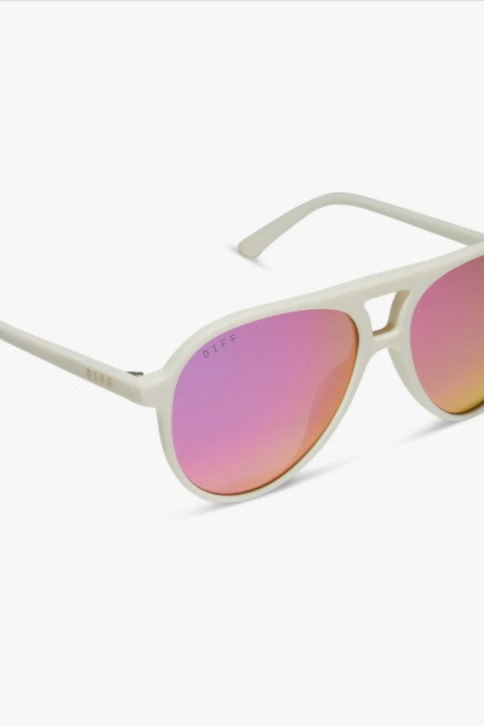 Tosca II Matte White + Pink Rush Mirror Sunglasses