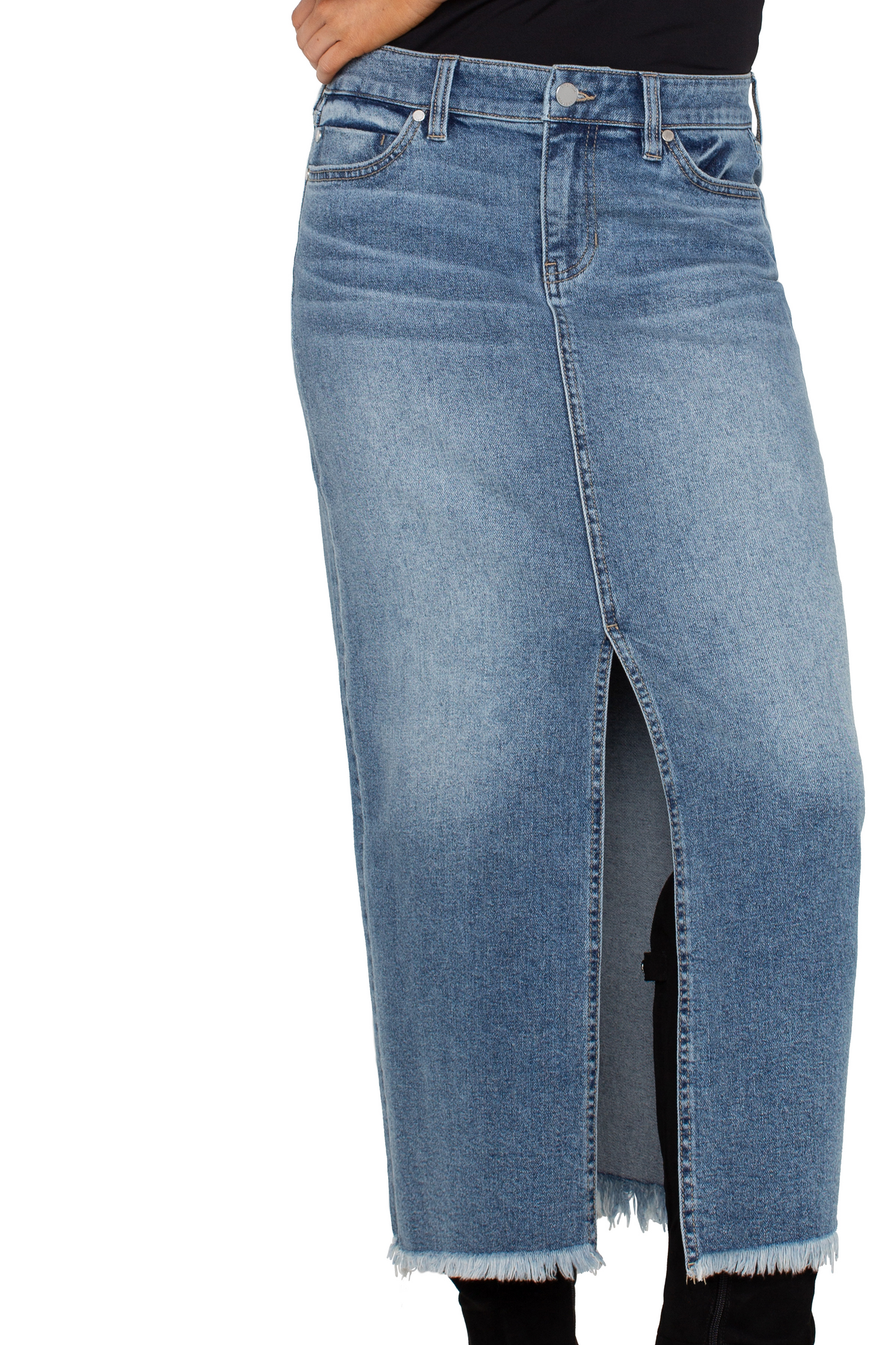 5-Pocket Front Slit Maxi Skirt