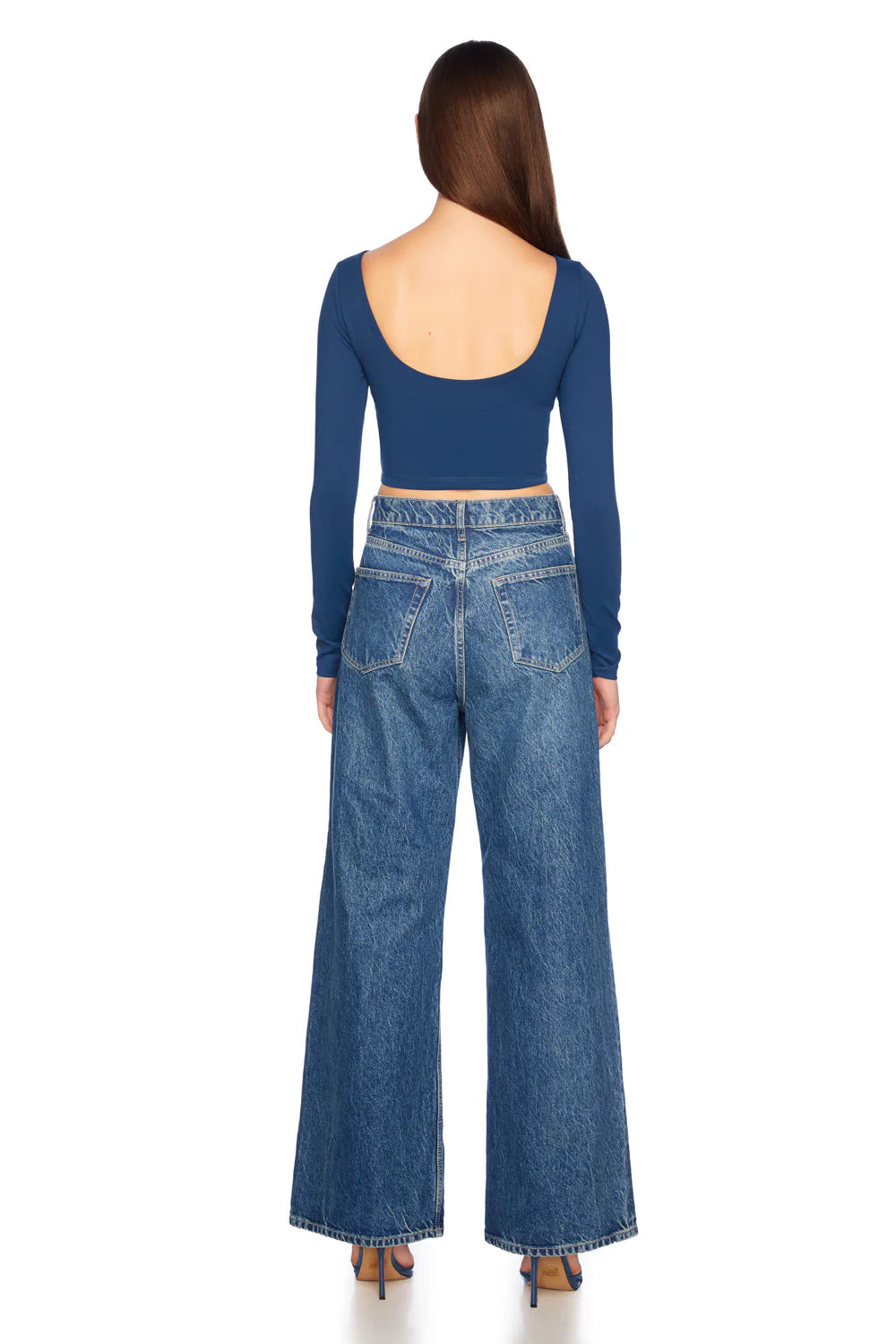 Scoop Back LS Crop Top - Stratus