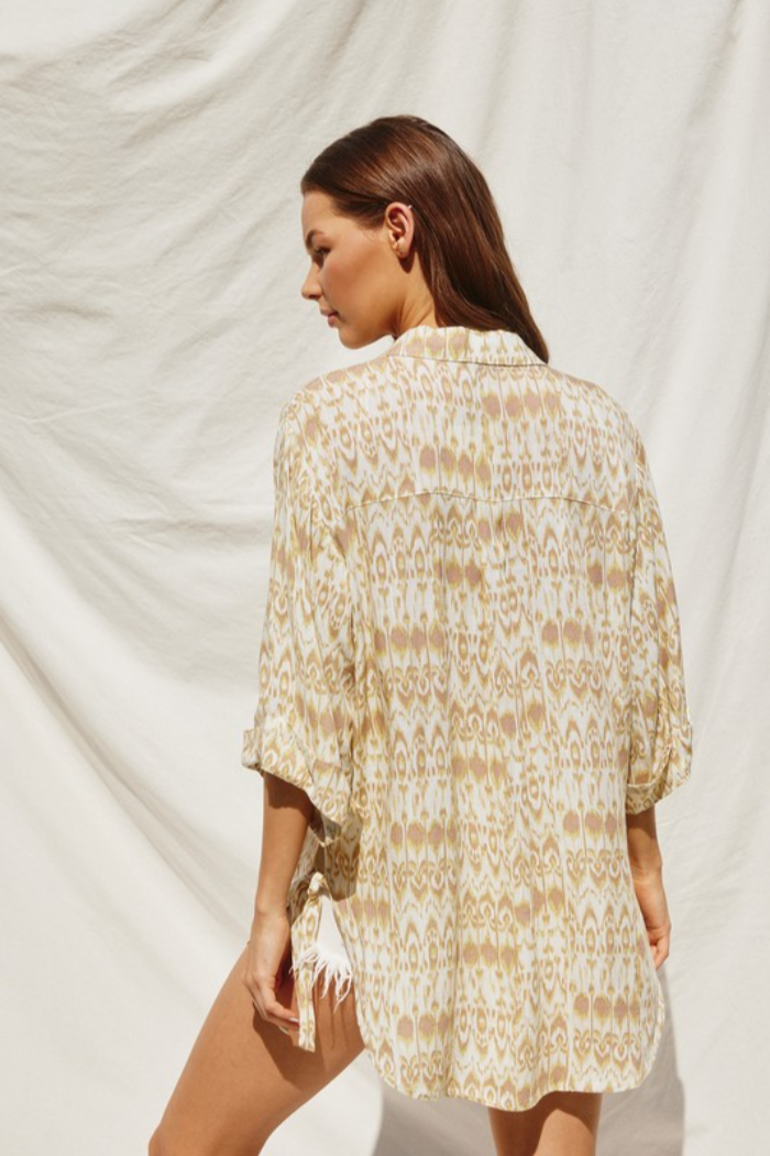 Side Tie Button Front Top