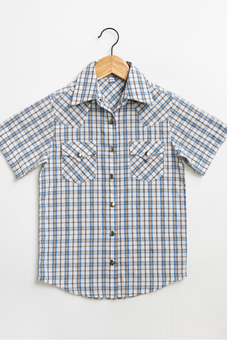 Youth Plaid Pattern Metal Snap