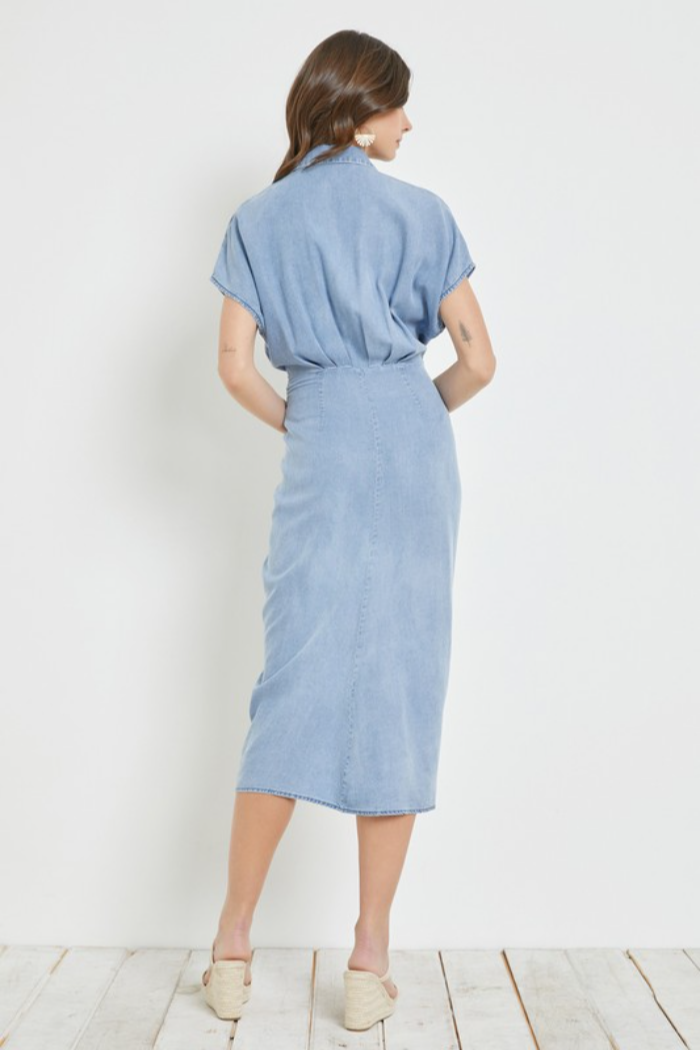 Tie Waist Denim Dress