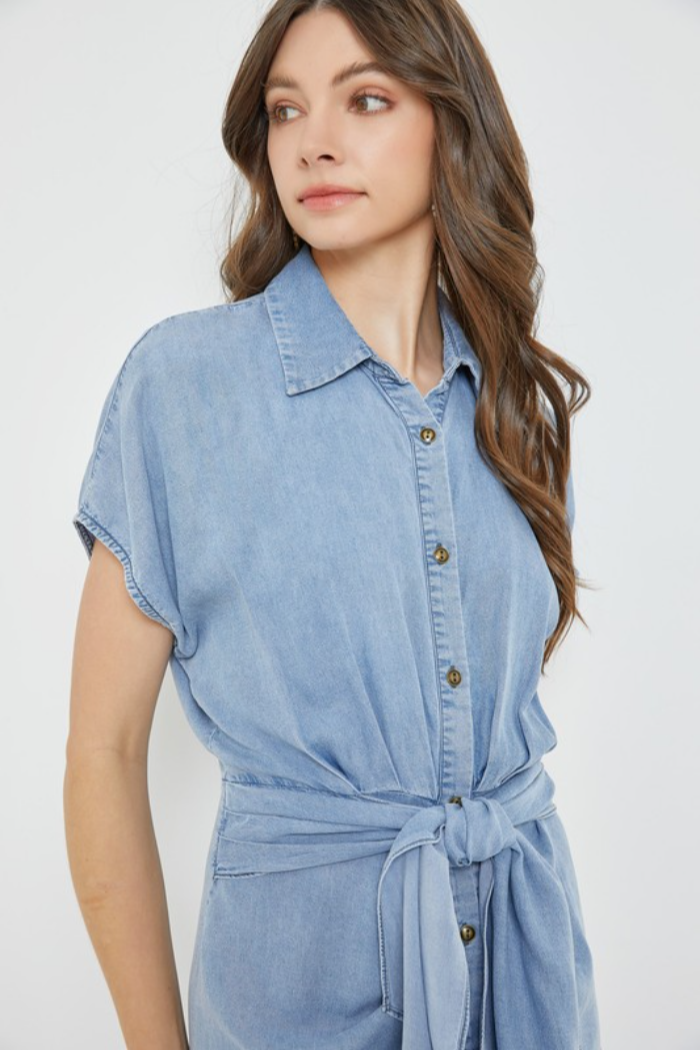 Tie Waist Denim Dress