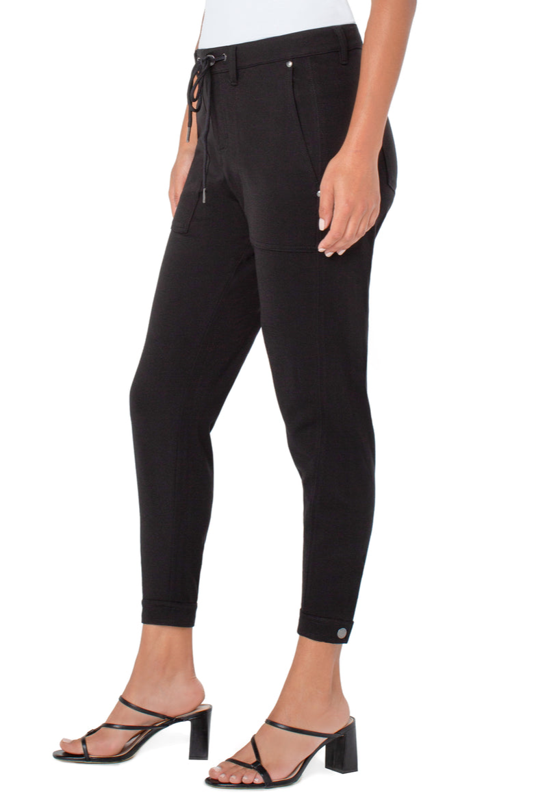 Utility Jogger With Snap Hem- Black