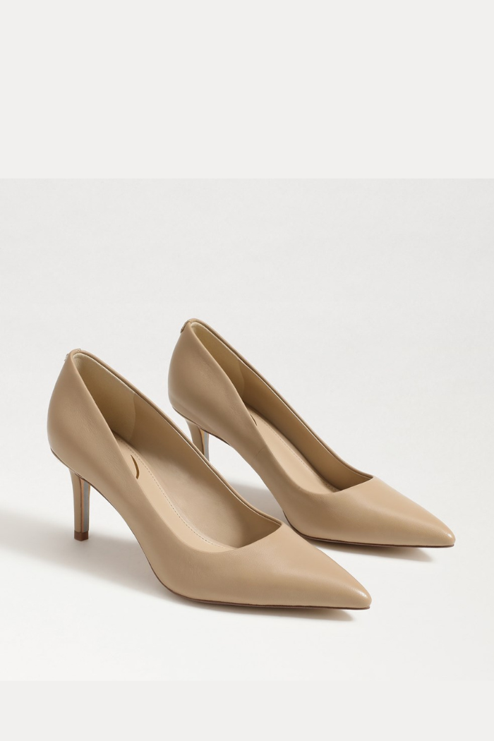 Vienna Pointed Toe Heel - Beige Leather