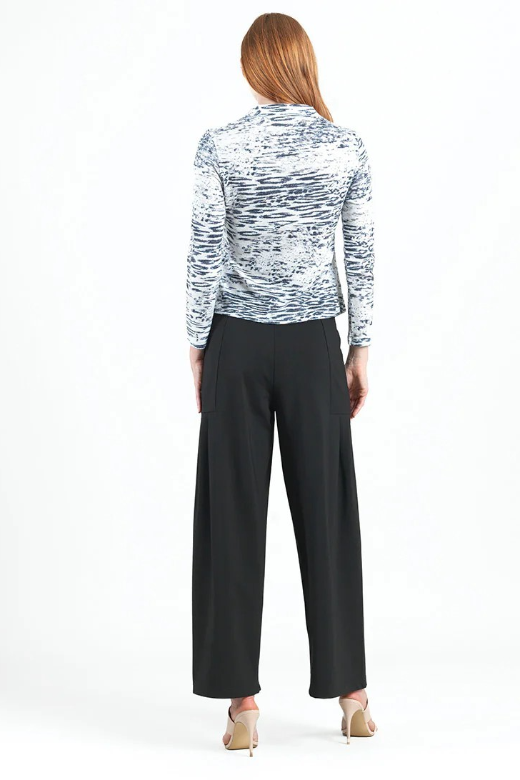 Animal Print Sweater with silver weave and center tie detail