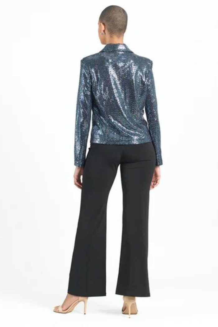 Shimmer Button Knit Jacket with Modern Lapel
