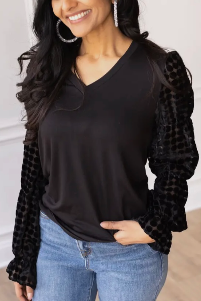 Burnout Velvet Sleeve Top