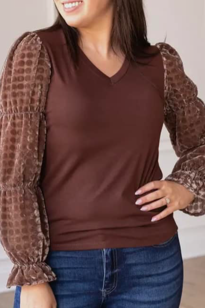 Burnout Velvet Sleeve Top