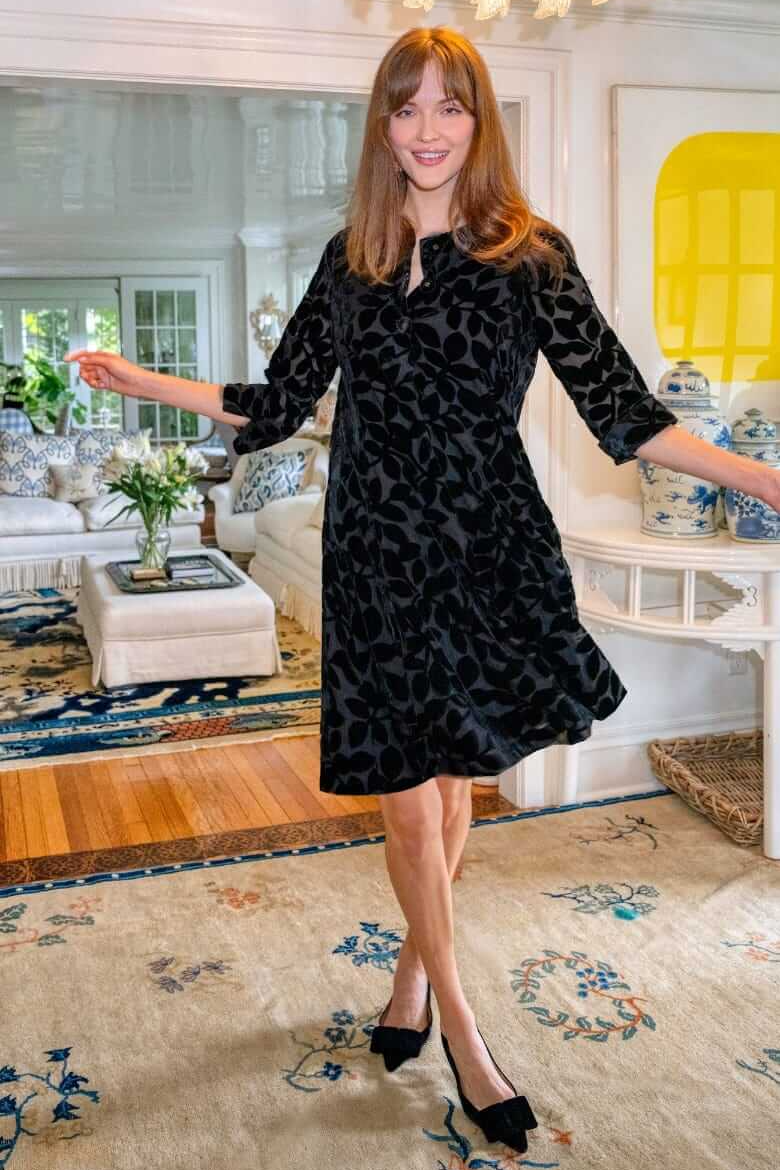 Ursula Swing Dress - Luxe Leaf Velvet
