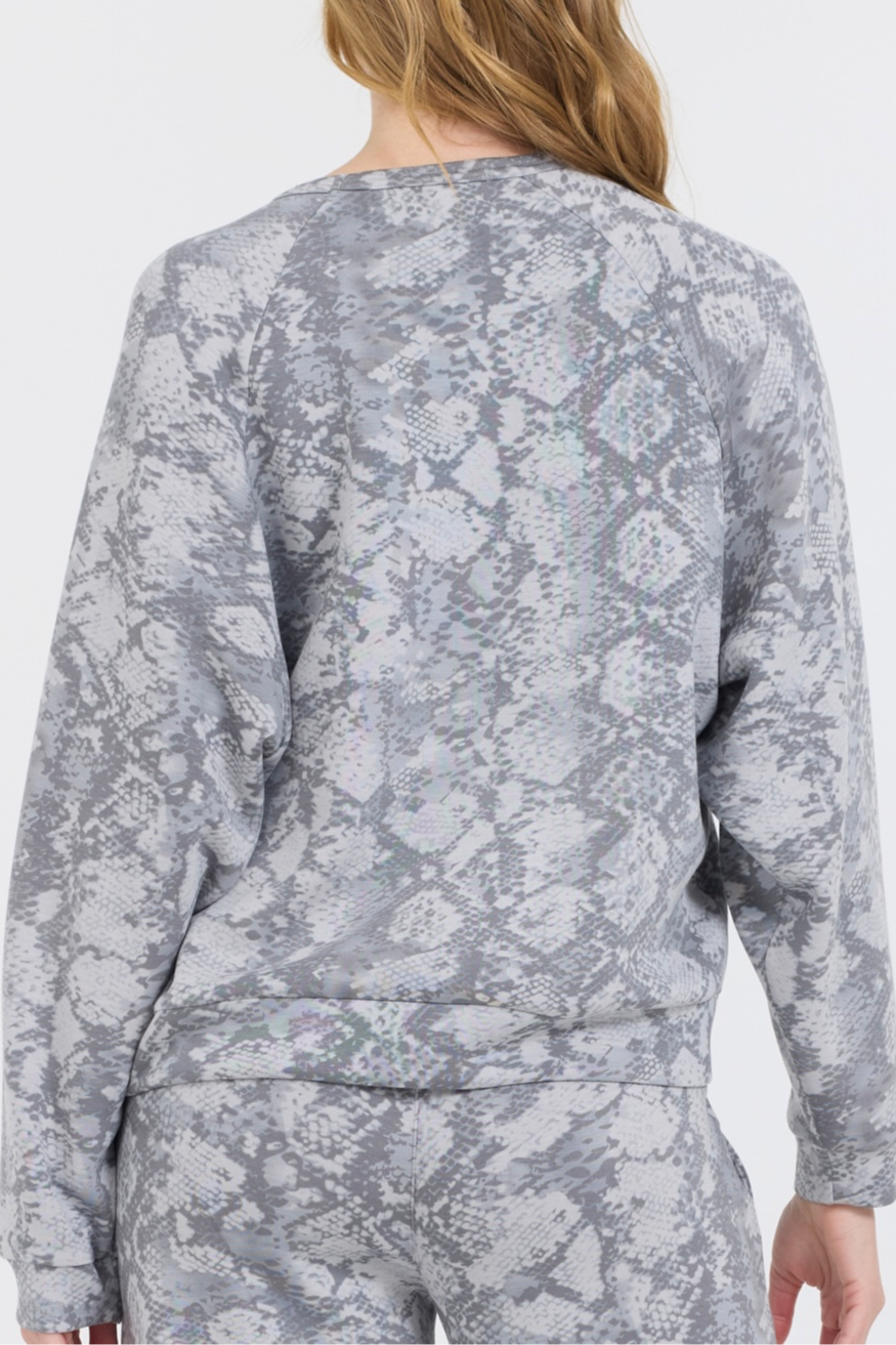 Snake Skin Crewneck Top