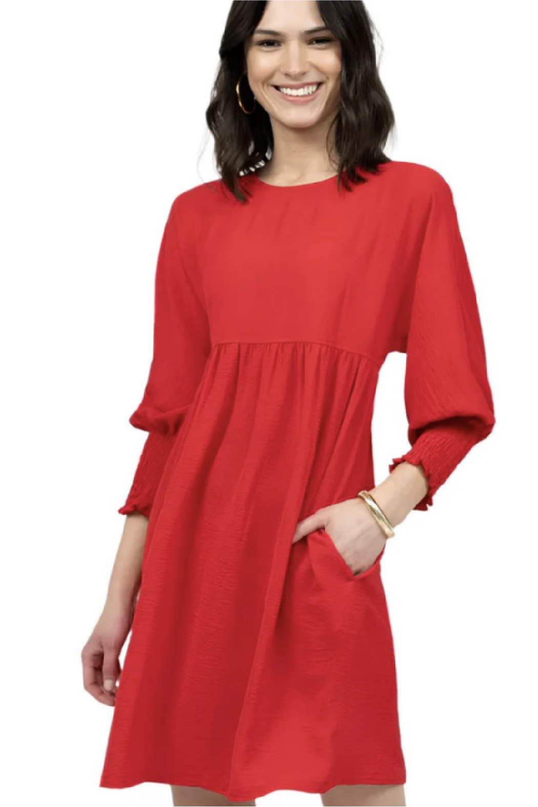 Shirred Sleeve Dress