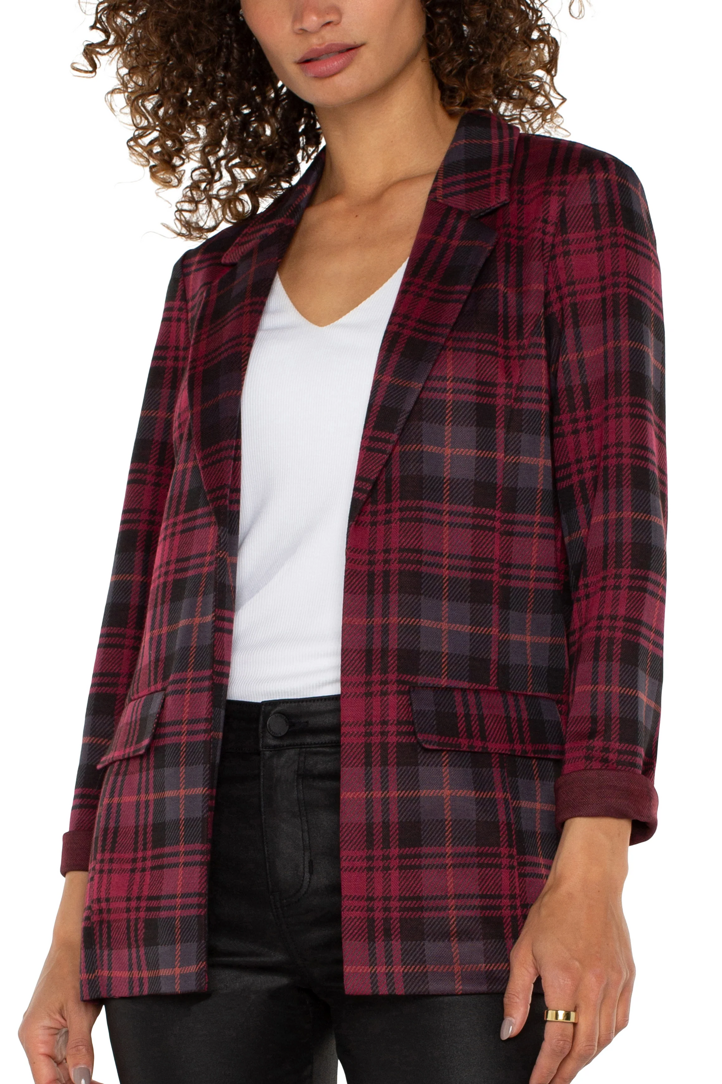 Boyfriend Blazer - Blackberry tartan plaid