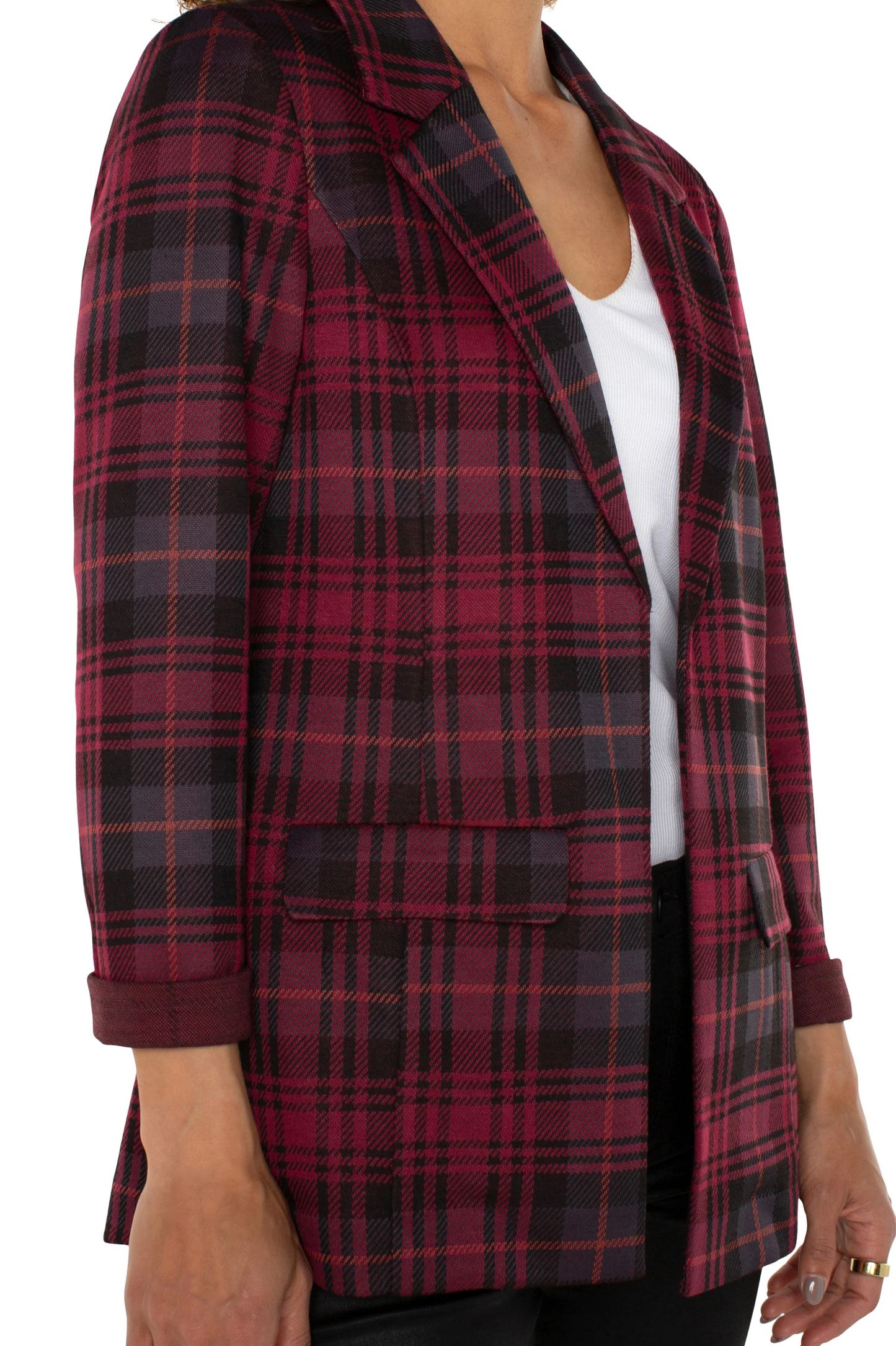 Boyfriend Blazer - Blackberry tartan plaid
