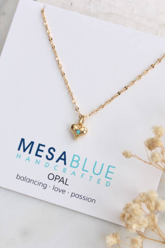Opal Dainty Heart Necklace