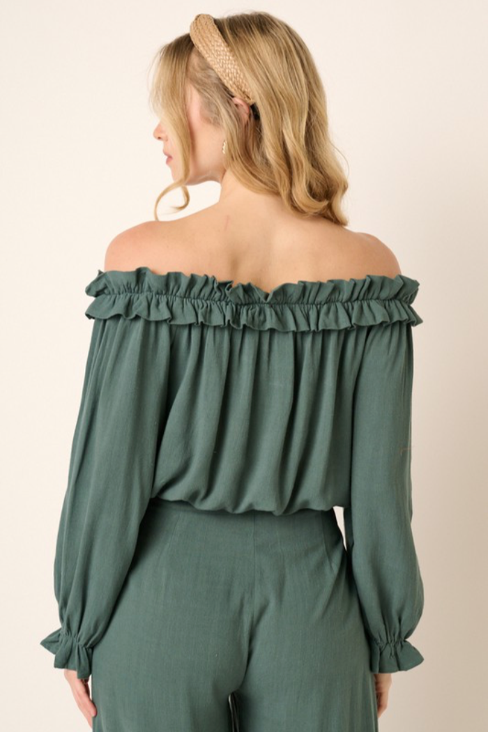 Off Shoulder and Wide Leg Pants Set